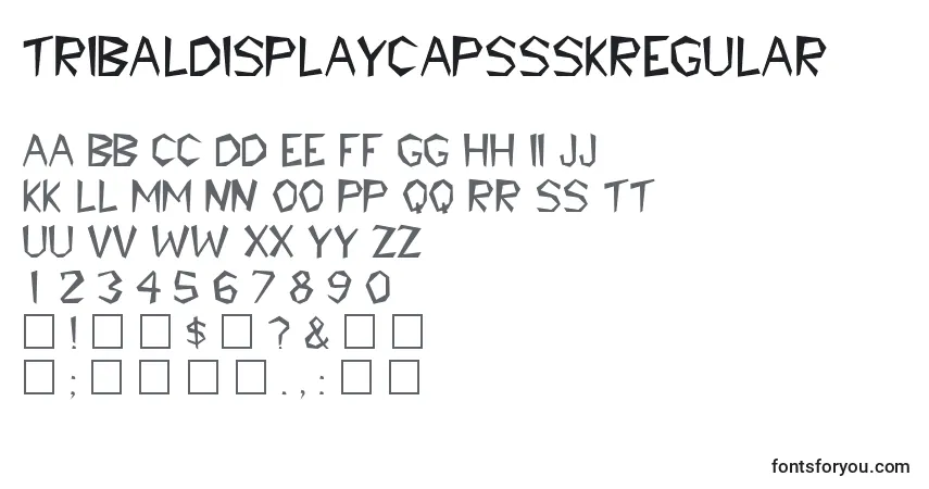 Шрифт TribaldisplaycapssskRegular – алфавит, цифры, специальные символы