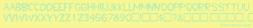 TribaldisplaycapssskRegular Font – Green Fonts on Yellow Background