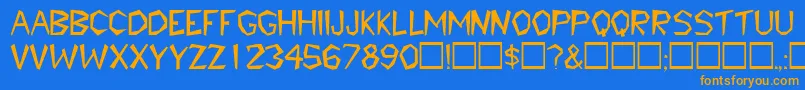 TribaldisplaycapssskRegular Font – Orange Fonts on Blue Background