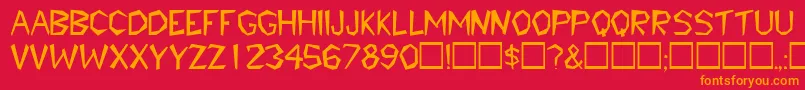 TribaldisplaycapssskRegular-Schriftart – Orangefarbene Schriften auf rotem Hintergrund