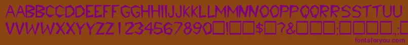 フォントTribaldisplaycapssskRegular – 紫色のフォント、茶色の背景