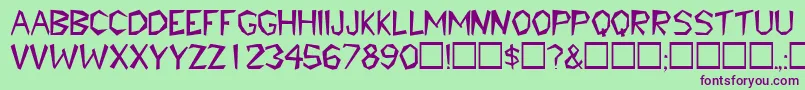 TribaldisplaycapssskRegular-Schriftart – Violette Schriften auf grünem Hintergrund