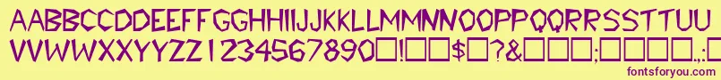 TribaldisplaycapssskRegular Font – Purple Fonts on Yellow Background