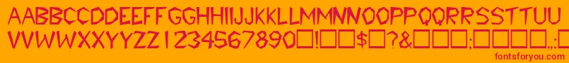 TribaldisplaycapssskRegular Font – Red Fonts on Orange Background