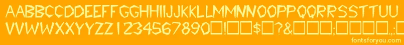 TribaldisplaycapssskRegular-fontti – keltaiset fontit oranssilla taustalla