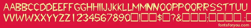 Шрифт TribaldisplaycapssskRegular – жёлтые шрифты на красном фоне