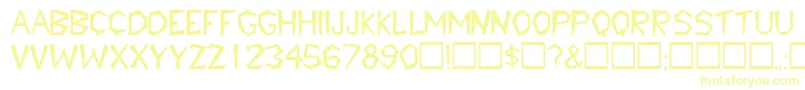 TribaldisplaycapssskRegular-Schriftart – Gelbe Schriften auf weißem Hintergrund