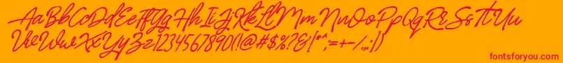 BilleniaStandard Font – Red Fonts on Orange Background