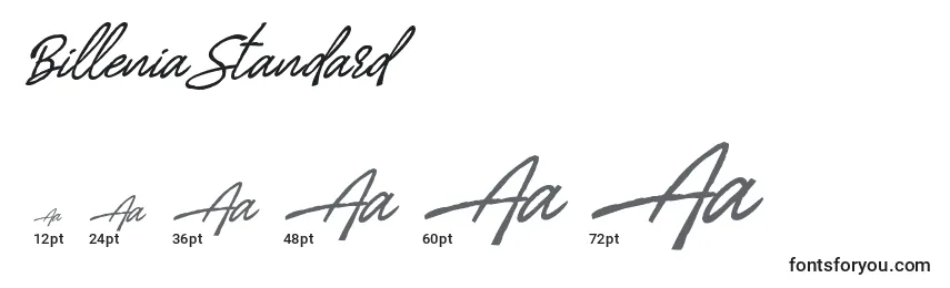 BilleniaStandard Font Sizes