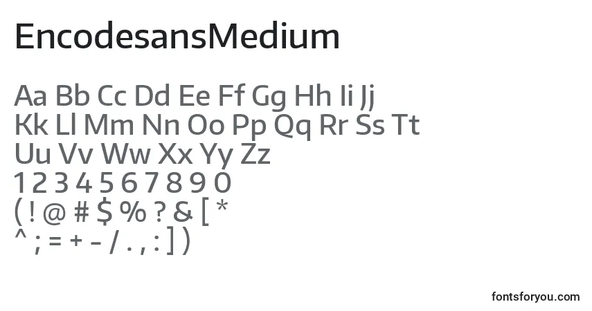 A fonte EncodesansMedium – alfabeto, números, caracteres especiais