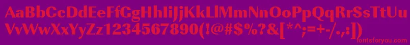 Urwimperialtultbolnar-Schriftart – Rote Schriften auf violettem Hintergrund