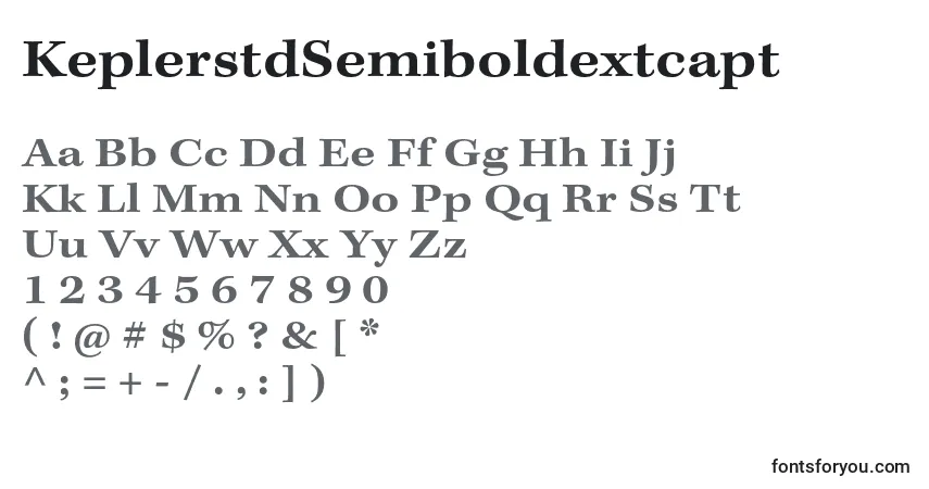 A fonte KeplerstdSemiboldextcapt – alfabeto, números, caracteres especiais