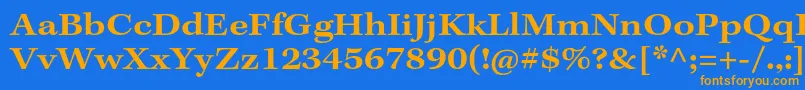 フォントKeplerstdSemiboldextcapt – オレンジ色の文字が青い背景にあります。