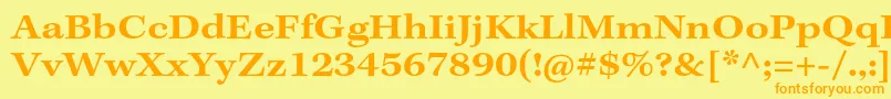 フォントKeplerstdSemiboldextcapt – オレンジの文字が黄色の背景にあります。
