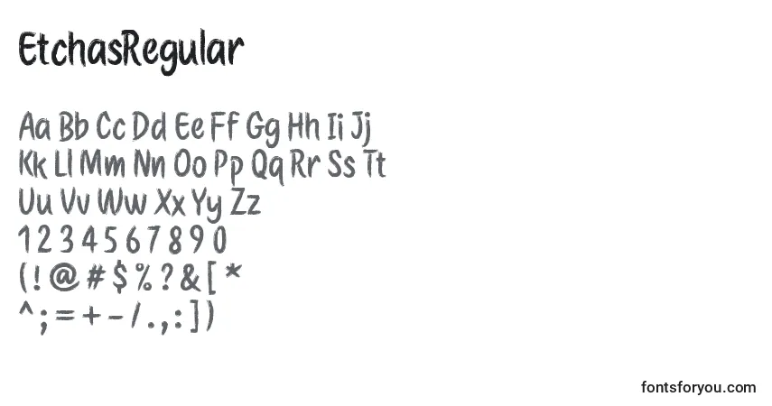 Schriftart EtchasRegular – Alphabet, Zahlen, spezielle Symbole