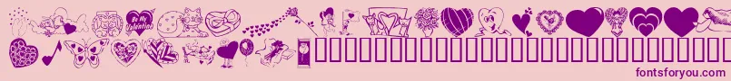 KrBeMineAgain-fontti – violetit fontit vaaleanpunaisella taustalla