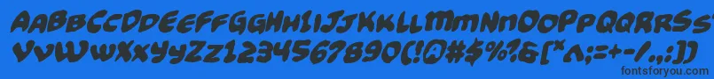 Шрифт Funnypagesfunkital – чёрные шрифты на синем фоне
