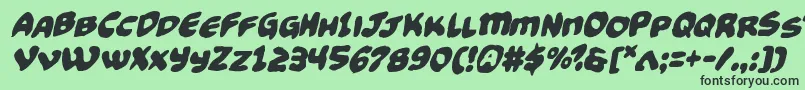 Funnypagesfunkital-fontti – mustat fontit vihreällä taustalla