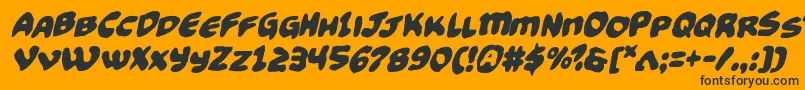 Funnypagesfunkital-fontti – mustat fontit oranssilla taustalla