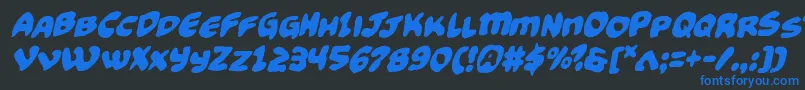 フォントFunnypagesfunkital – 黒い背景に青い文字