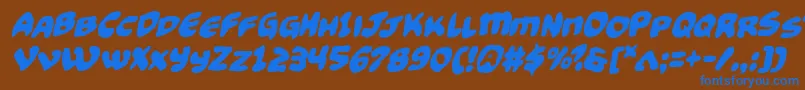 フォントFunnypagesfunkital – 茶色の背景に青い文字