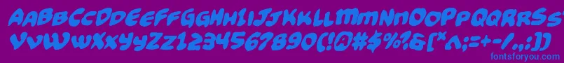 Funnypagesfunkital-fontti – siniset fontit violetilla taustalla