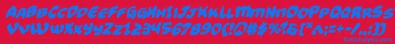 フォントFunnypagesfunkital – 赤い背景に青い文字