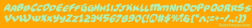 Funnypagesfunkital-fontti – vihreät fontit oranssilla taustalla