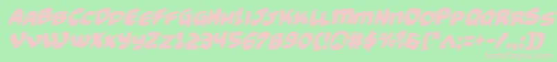 Funnypagesfunkital-fontti – vaaleanpunaiset fontit vihreällä taustalla