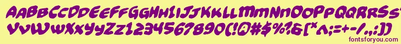 Funnypagesfunkital Font – Purple Fonts on Yellow Background