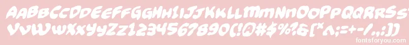 Funnypagesfunkital-Schriftart – Weiße Schriften auf rosa Hintergrund