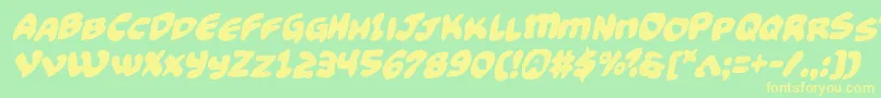 Funnypagesfunkital-fontti – keltaiset fontit vihreällä taustalla