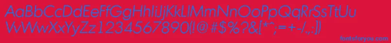 MontrealserialLightItalic Font – Blue Fonts on Red Background