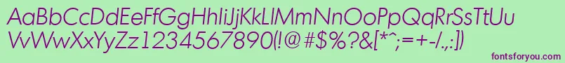 MontrealserialLightItalic Font – Purple Fonts on Green Background