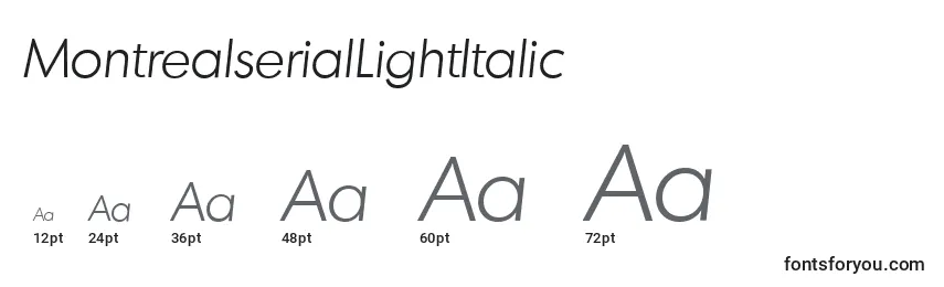 Размеры шрифта MontrealserialLightItalic