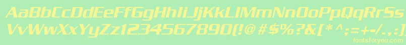 SerpentineLtMediumOblique-fontti – keltaiset fontit vihreällä taustalla