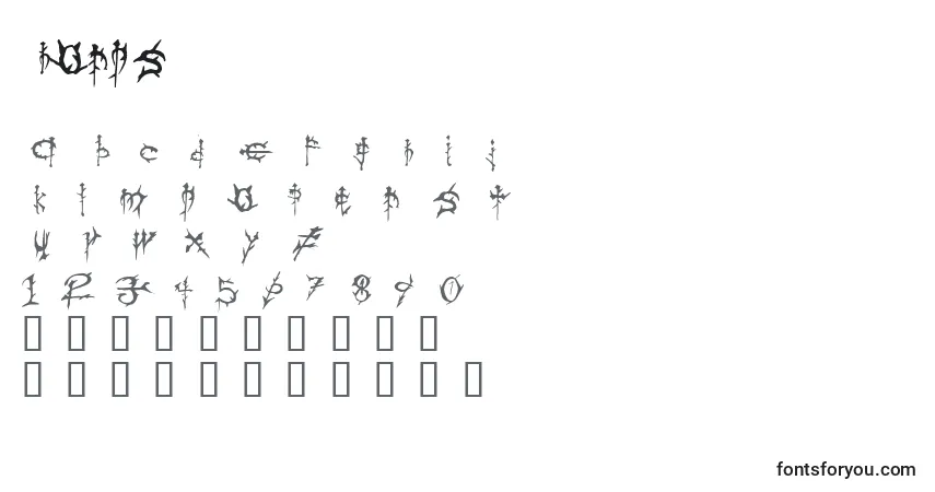 Czcionka Thorns – alfabet, cyfry, specjalne znaki