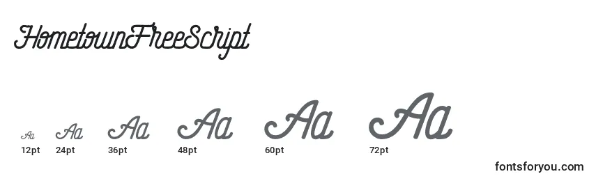 HometownFreeScript Font Sizes