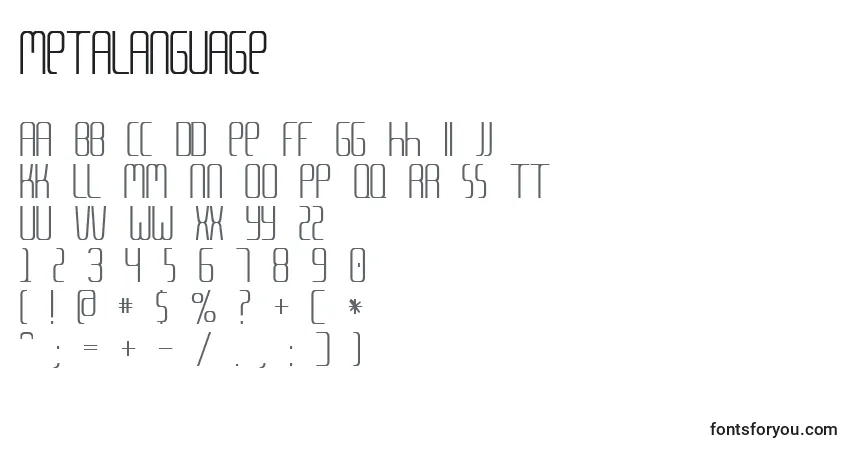 Czcionka MetaLanguage – alfabet, cyfry, specjalne znaki