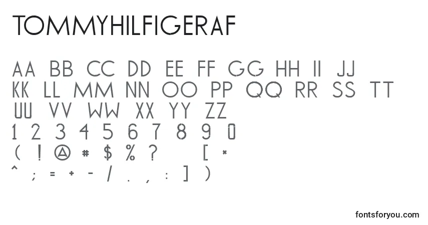 A fonte TommyHilfigerAf – alfabeto, números, caracteres especiais