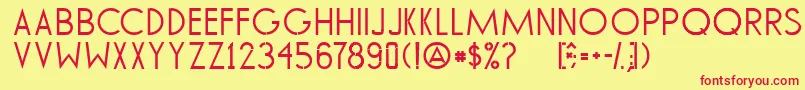 TommyHilfigerAf-Schriftart – Rote Schriften auf gelbem Hintergrund