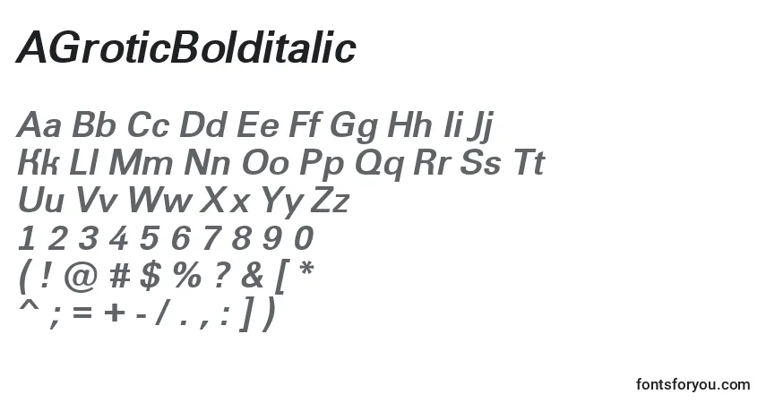 AGroticBolditalic Font – alphabet, numbers, special characters