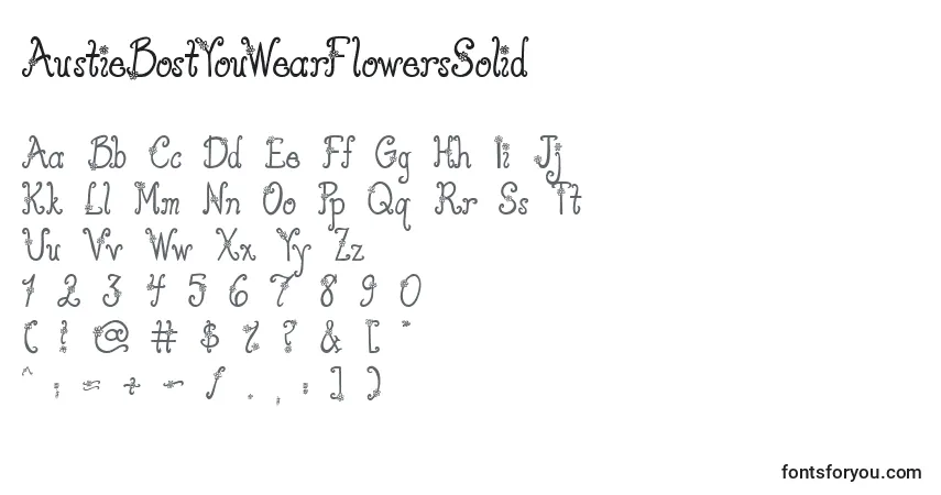 Schriftart AustieBostYouWearFlowersSolid – Alphabet, Zahlen, spezielle Symbole