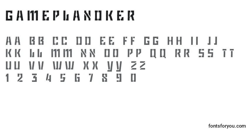 A fonte GameplanDker – alfabeto, números, caracteres especiais