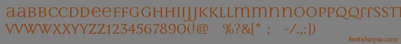 フォントMultimaStrong – 茶色の文字が灰色の背景にあります。