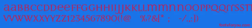 MultimaStrong-fontti – punaiset fontit sinisellä taustalla