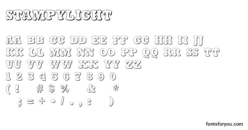 Czcionka Stampylight – alfabet, cyfry, specjalne znaki