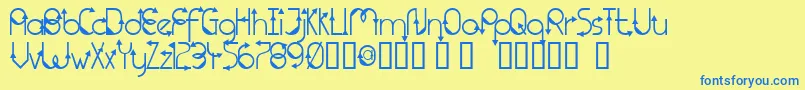 TmThatWayNormal-Schriftart – Blaue Schriften auf gelbem Hintergrund