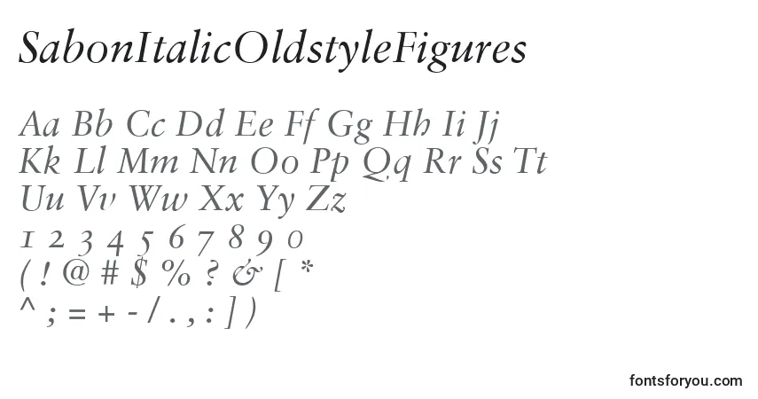 SabonItalicOldstyleFigures-fontti – aakkoset, numerot, erikoismerkit