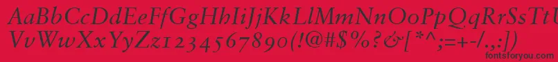 SabonItalicOldstyleFigures Font – Black Fonts on Red Background